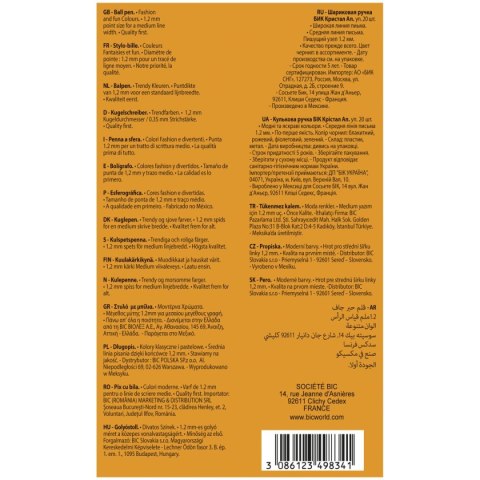 Długopis Cristal Medium wkład mix 1,2mm Bic (847897)