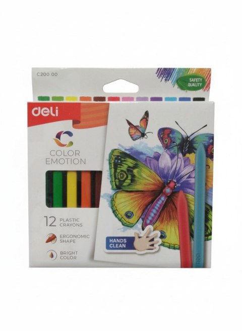 Kredki świecowe COLOR EMOTION 12 KOLORÓW trójkątne 12 kol. Deli (EC20000)