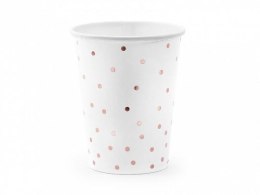 Kubek jednorazowy biały w kropki (1 op. / 6 szt.) papier 260ml Partydeco (KPP53-008-EU1)