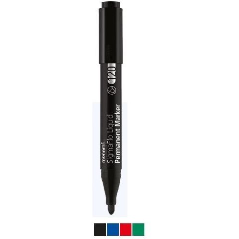 Marker permanentny czerwony wkład czerwony okrągła końcówka Monami