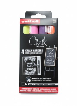 Marker suchościeralny 4szt PWE 5m żółty,pomarańczowy,różowy,foletowy wkład mix 1,5-2,5mm okrągła końcówka Uni (206566)