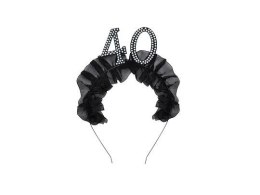 Opaska 40 z falbanką i perełkami Partydeco (OP52-40-010)