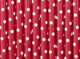 Słomka papierowe, czerwony, 19,5cm 10 szt Partydeco (SPP2-007)