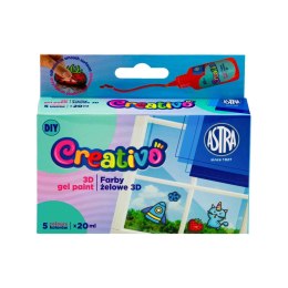 Farba do malowania na szkle do tworzenia naklejek żelowych kolor: mix 20ml 5 kolor. Creativo (301025013)