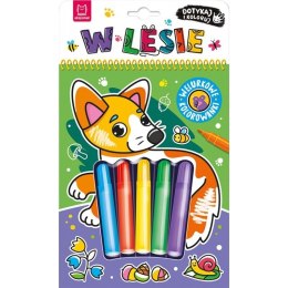 Książka dla dzieci Dotykaj i koloruj! W lesie. Welurkowe kolorowanki Aksjomat