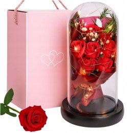 Kwiaty bukiet róż w szkle na USB i baterie mix kolorów