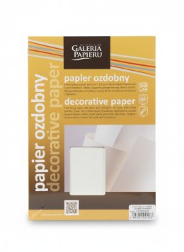 Papier ozdobny (wizytówkowy) gładki satynowany A4 kremowy 120g Galeria Papieru (206802)