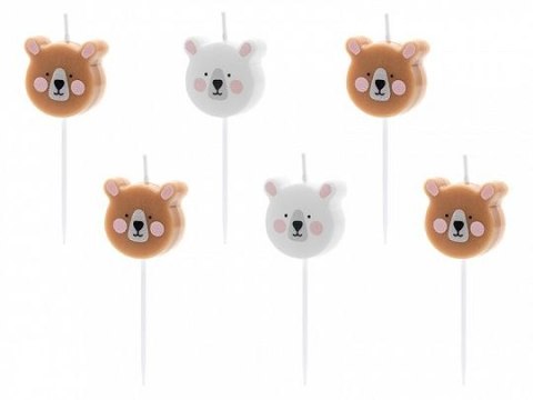 Świeczka urodzinowa Miś, mix, 3cm Partydeco (SCS-11)