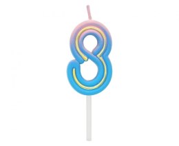 Świeczka urodzinowa cyferka B&C Neon 8, 44x28x12mm Godan (7C-SCN8)