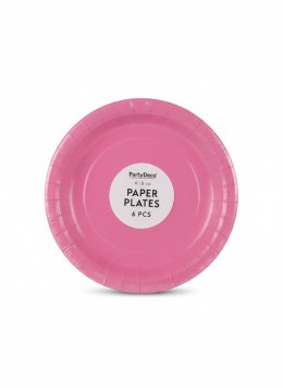 Talerz jednorazowy ciemno różowy papier śr. 180mm 6 szt Partydeco (TPP90-006)