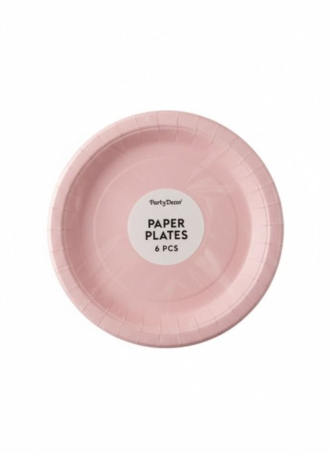 Talerz jednorazowy jasno różowy papier śr. 180mm 6 szt Partydeco (TPP90-1081S)