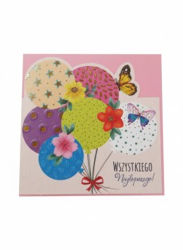 Kartka składana Karnet wycinany KW BALONY Z MOTYLAMI kw Henry (5908451981358)