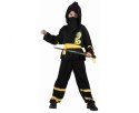 Kostium dla dzieci Czarny Ninja (bluzka z kapturem, pasek, maska, spodnie), rozm.120/130 cm Godan (SL-JJ12)