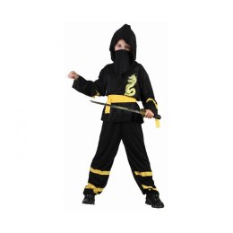 Kostium dla dzieci Czarny Ninja (bluzka z kapturem, pasek, maska, spodnie), rozm.120/130 cm Godan (SL-JJ12)