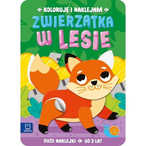Książka dla dzieci Koloruję i naklejam. Zwierzątka w lesie. Duże naklejki od 3 lat Aksjomat