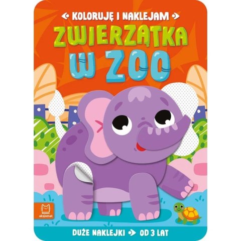Książka dla dzieci Koloruję i naklejam. Zwierzątka w zoo. Duże naklejki od 3 lat Aksjomat