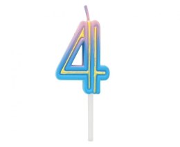 Świeczka urodzinowa cyferka B&C Neon 4, 44x28x12mm Godan (7C-SCN4)