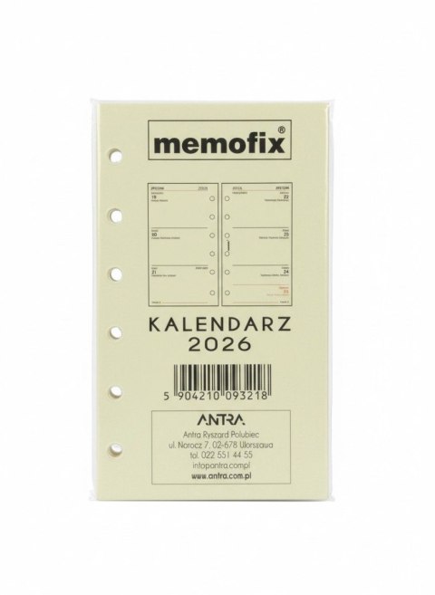 Wkład do organizera kalendarz a6 2026 Antra (TDW)