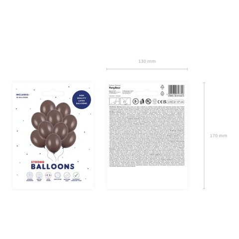 Balon gumowy Party Deco BALONY STRONG pastelowy 10 szt brązowy 270mm Partydeco (SB12P-032Z-10)