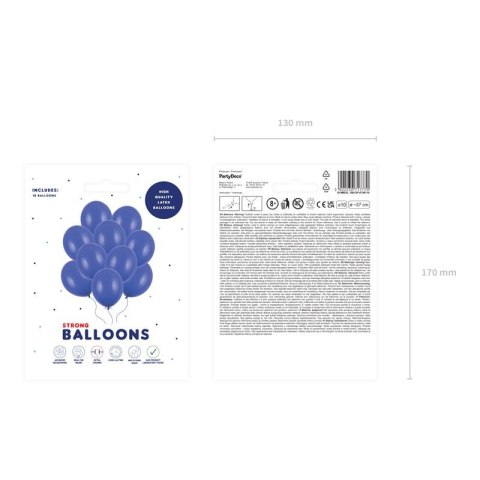 Balon gumowy Party Deco BALONY STRONG pastelowy 10 szt granatowy 270mm Partydeco (SB12P-074R-10)