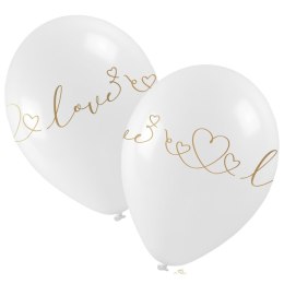 Balon gumowy ze złotym walentynkowym nadrukiem (5 szt.) biały 280mm Arpex (KB8016)