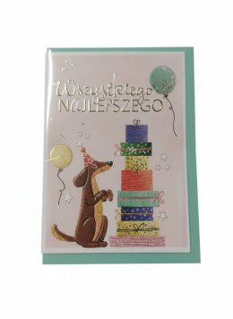 Kartka składana Karnet B6 JAMNIK Z PREZENTAMI B6 Henry (5908451983383)