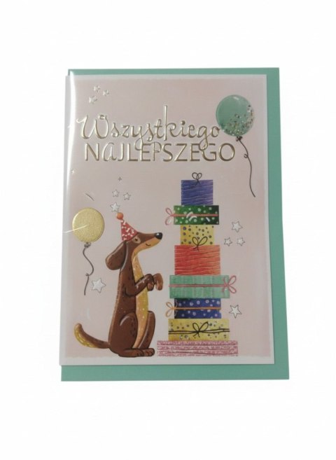 Kartka składana Karnet B6 JAMNIK Z PREZENTAMI B6 Henry (5908451983383)