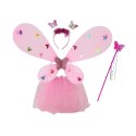 Kostium Wróżki Strój Przebranie Motyla Różowy Skrzydła Lean (17924)