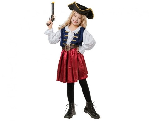 Kostium dla dzieci Elegancka Piratka (kapelusz, sukienka, pasek), rozm. 120/130 cm Godan (SL-PRAM)