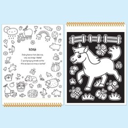 Książka dla dzieci Dotykaj i koloruj! Na wsi. Welurkowe kolorowanki Aksjomat