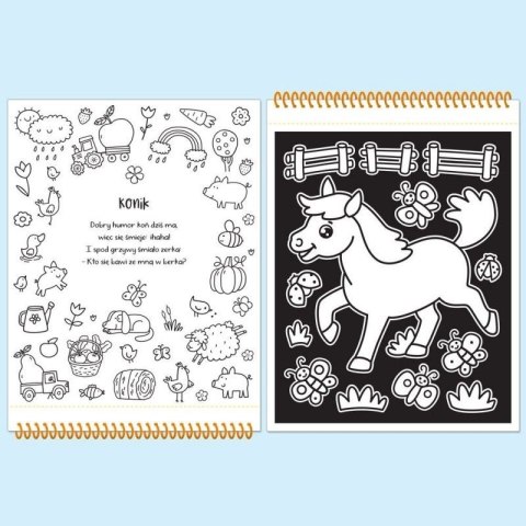 Książka dla dzieci Dotykaj i koloruj! Na wsi. Welurkowe kolorowanki Aksjomat