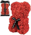 Ozdoba walentynkowa Miś z róż 25 cm, 2 kolory