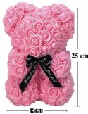 Ozdoba walentynkowa Miś z róż 25 cm, 2 kolory