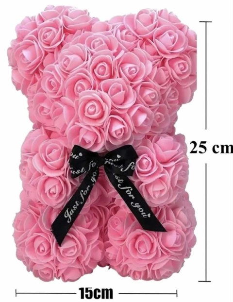 Ozdoba walentynkowa Miś z róż 25 cm, 2 kolory