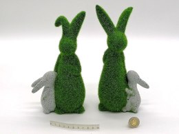 Figurka zając flokowany z królikiem 23cm One Dollar (237841)
