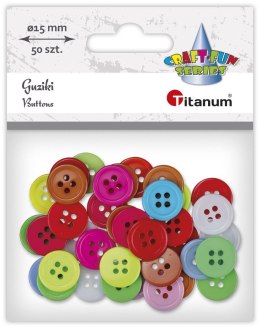 Guziki Craft-Fun Series plastikowe okrągłe 15mm mix 50 szt Titanum