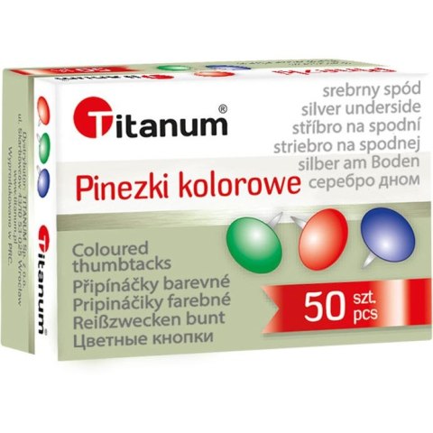 Pinezki kolorowe kolor: mix 50 szt Titanum