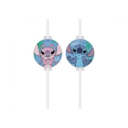Słomka papierowe z medalionem Stitch & Angel Disney, 4 szt. 4 szt Godan (96919)