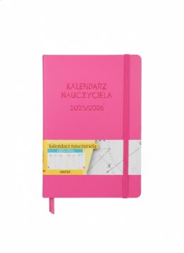 Kalendarz książkowy (terminarz) Nauczyciela różowy A5 Antra (2025/2026)