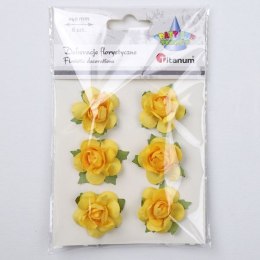 Ozdoba papierowa Craft-Fun Series róże na druciku Titanum (25YX0902-12- yellow)