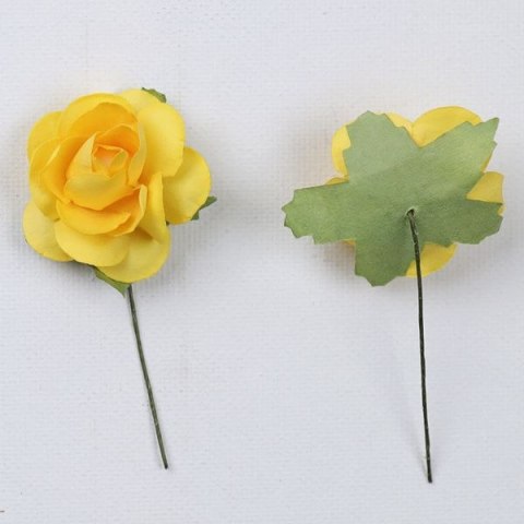 Ozdoba papierowa Craft-Fun Series róże na druciku Titanum (25YX0902-12- yellow)