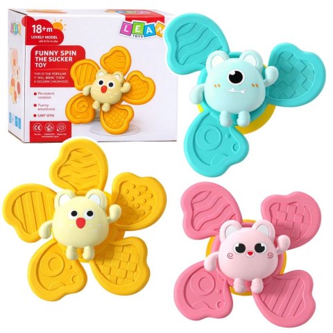 Grzechotka Zestaw Fidget Spinnery Grzechotki Wirujące Przyssawki Kolorowe 3 szt. Lean (28935)