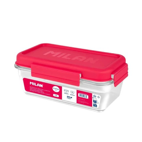 Śniadaniówka Pojemnik prostokątny na lunch z tritanu 1,2 L MILAN nata 624 różowy [mm:] 230x125x 92 Milan (6425120NTR)