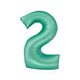 Balon foliowy matowa cyfra 2, miętowa Godan (CH-SMT2)