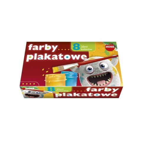 Farby plakatowe kolor: mix 20ml 8 kolor. Mona