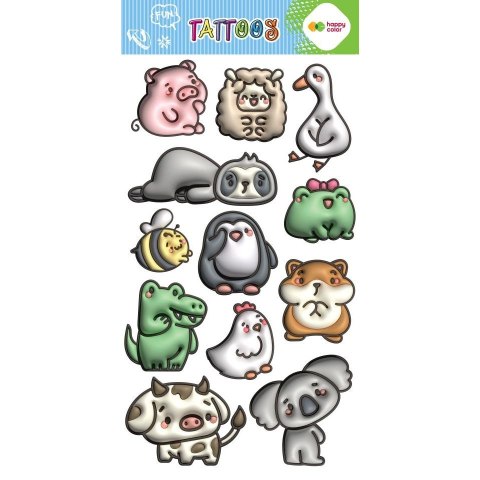 Tatuaż zmywalny BUBBLE ANIMALS Happy Color (HA 4261 1020-KA06)