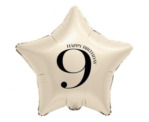 Balon foliowy Gwiazda z cyfrą 9 (kremowy) 18cal Godan (FG-BGM9)