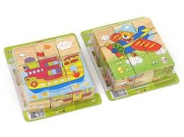 Klocki obrazkowe drewniane klocki z obrazkami 9szt, kwadraty 3,5cm Adar (530591)