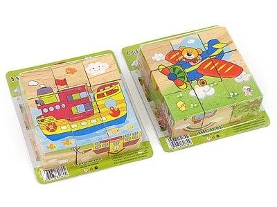 Klocki obrazkowe drewniane klocki z obrazkami 9szt, kwadraty 3,5cm Adar (530591)