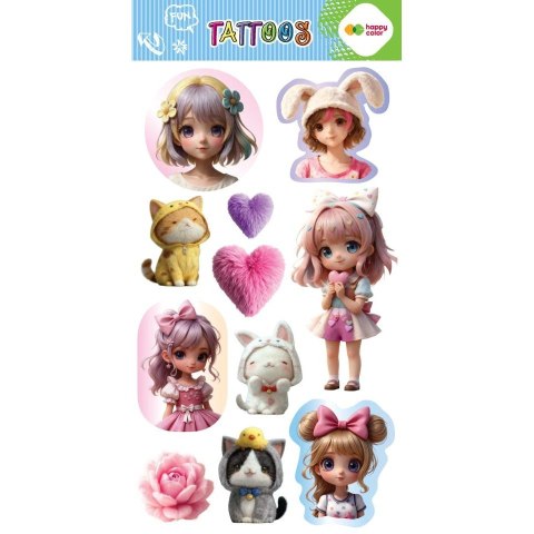 Tatuaż zmywalny KAWAII GIRLS Happy Color (HA 4261 1020-KP09)